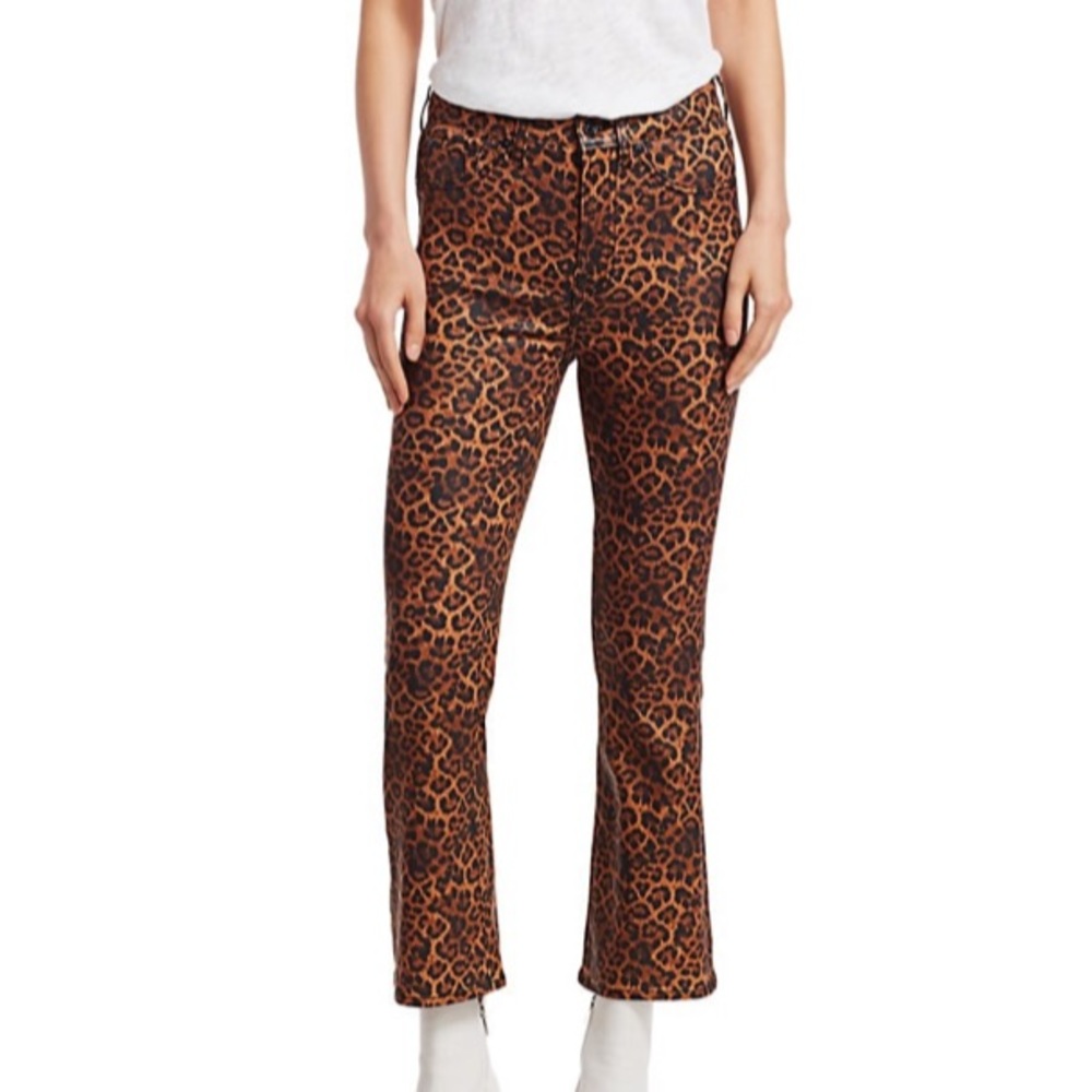 Leopard-Print High-Rise Slim-Fit Kick Flare Jeans
